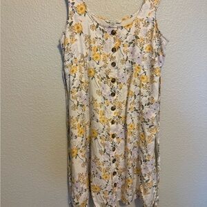 American Eagle Outfitters Cream and Gold Sleeveless Sundress